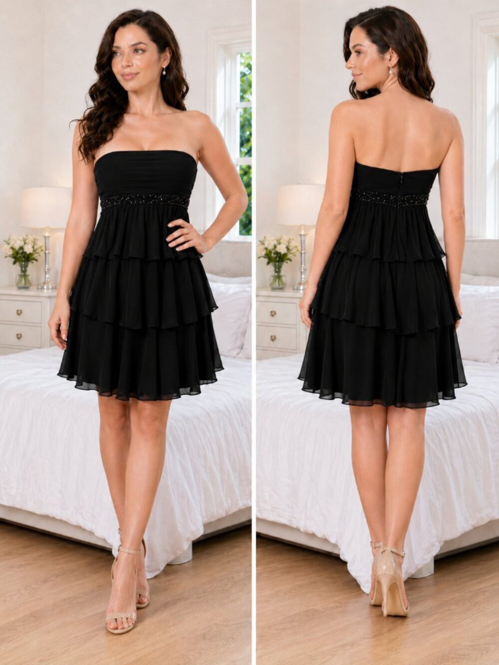 Marchesa Notte Black Strapless Cocktail Dress $695